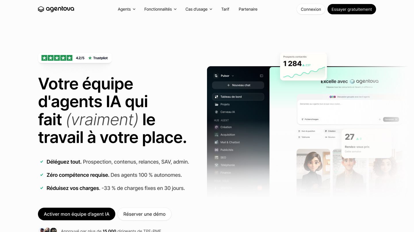 Haut de page du site Agentova