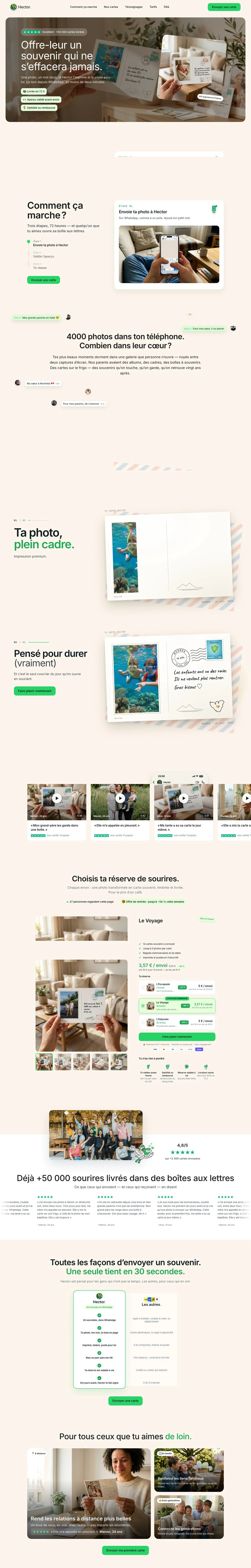Site Hector, cartes postales, page complète