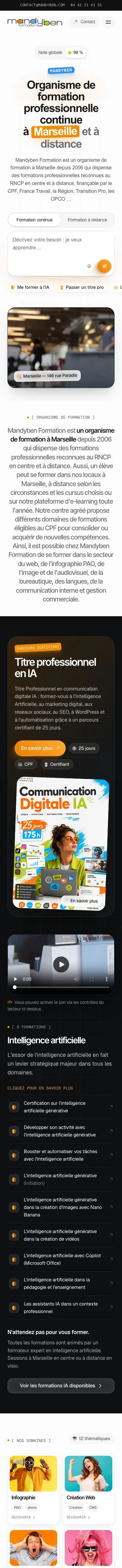 Site Mandyben Formation sur mobile