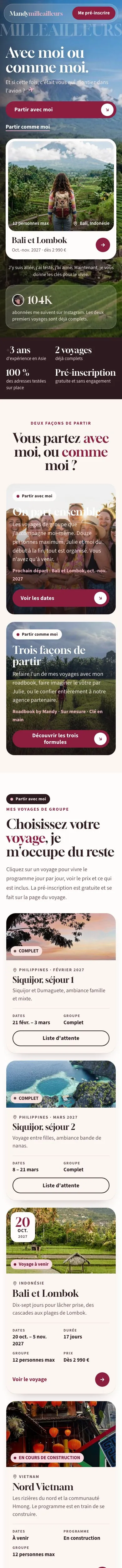 Site Mandymilleailleurs sur mobile