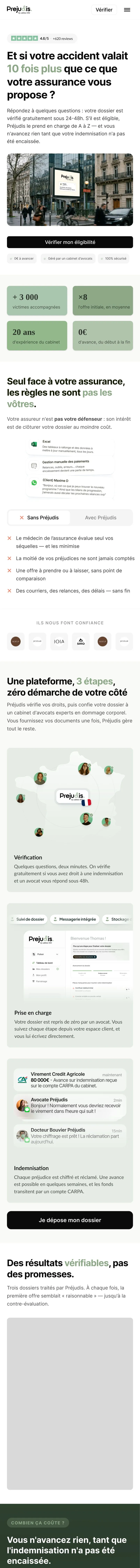Site Préjudis sur mobile