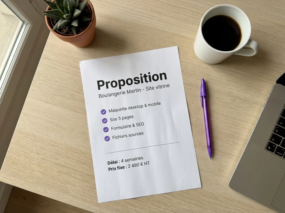 Une proposition imprimée posée sur un bureau